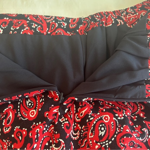 Talbots A-Line Skirt Bandana Print Navy Blue and Red Lined Plus size 18W Petite - Picture 13 of 15
